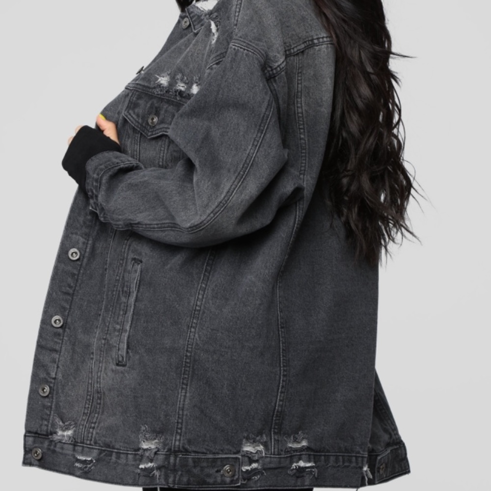 Fashion Nova Oversized Black Denim Jacket